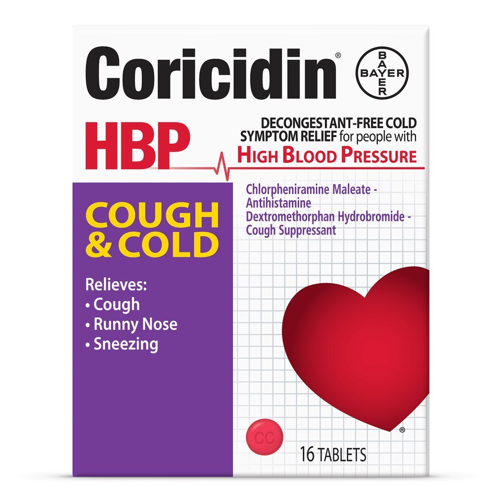 Coricidin HBP Cough & Cold Relief Tablets, 16 ct - 04110081138 - LL Medico
