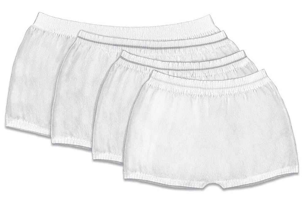 Four pairs of Cardinal Health Wings Seamless Knit Incontinence Pants by Cardinal Health are stacked, overlapping on a white background.