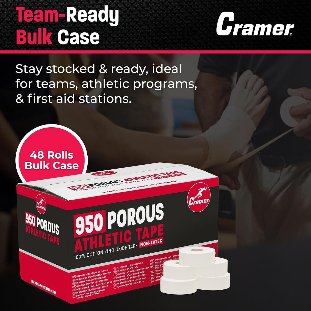 Cramer 950 Porous Athletic Tape, Non-Latex, 1 Inch x 15 Yard - 240912-Case - LL Medico