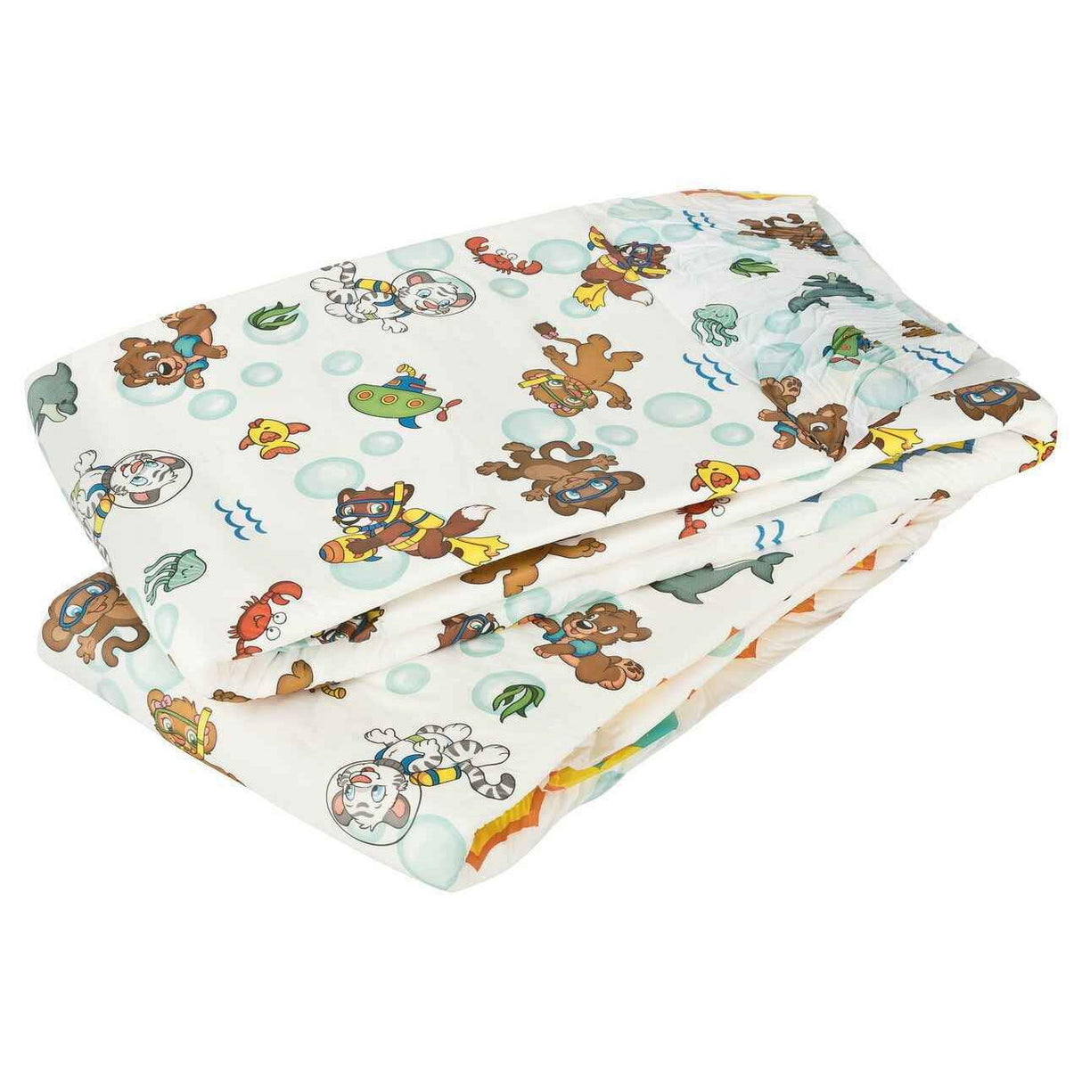 Crinklz Printed Adult Diapers w/ Plastic Backing, Aquanaut Print - 60100-Pack - LL Medico