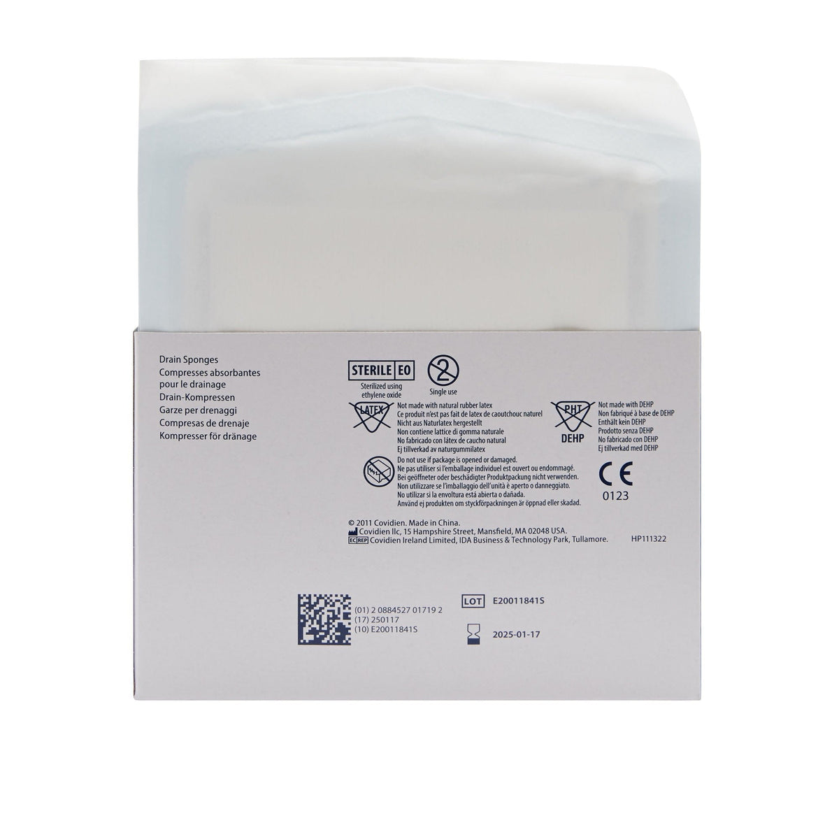 Curity Drain Sponge, Sterile, 4" x 4", Six-Ply - 6242P-Box - LL Medico