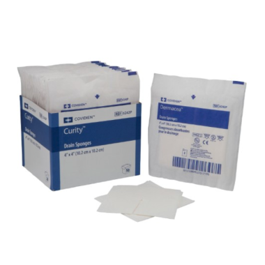 Curity Drain Sponge, 4 x 4 Inch, Six-Ply