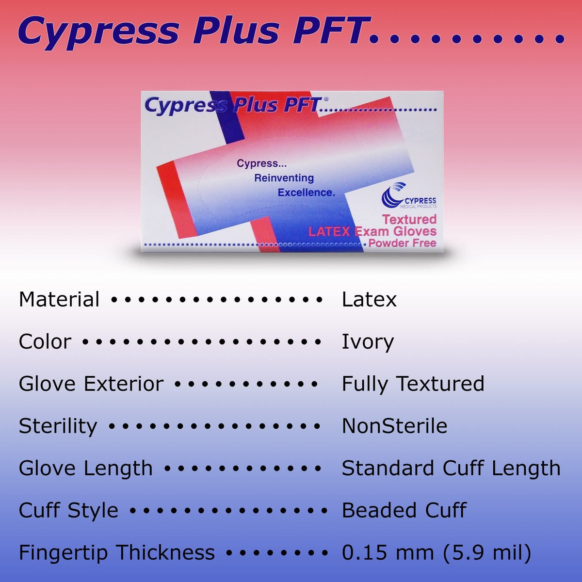 McKesson Cypress Plus PFT Latex Exam Gloves, Textured, Powder-Free - 23-94 - LL Medico