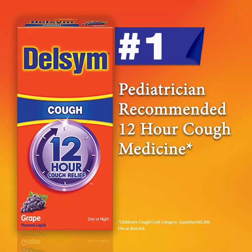 Delsym Extended - Release 12 Hour Cough Relief Liquid, Grape, 3 fl oz - 63824017163 - LL Medico