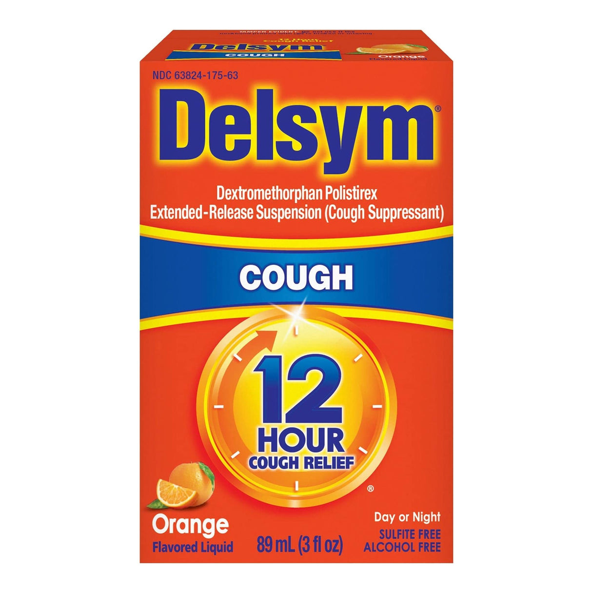 Delsym Extended - Release 12 Hour Cough Relief Liquid, Orange, 3 fl oz - 63824017563 - LL Medico