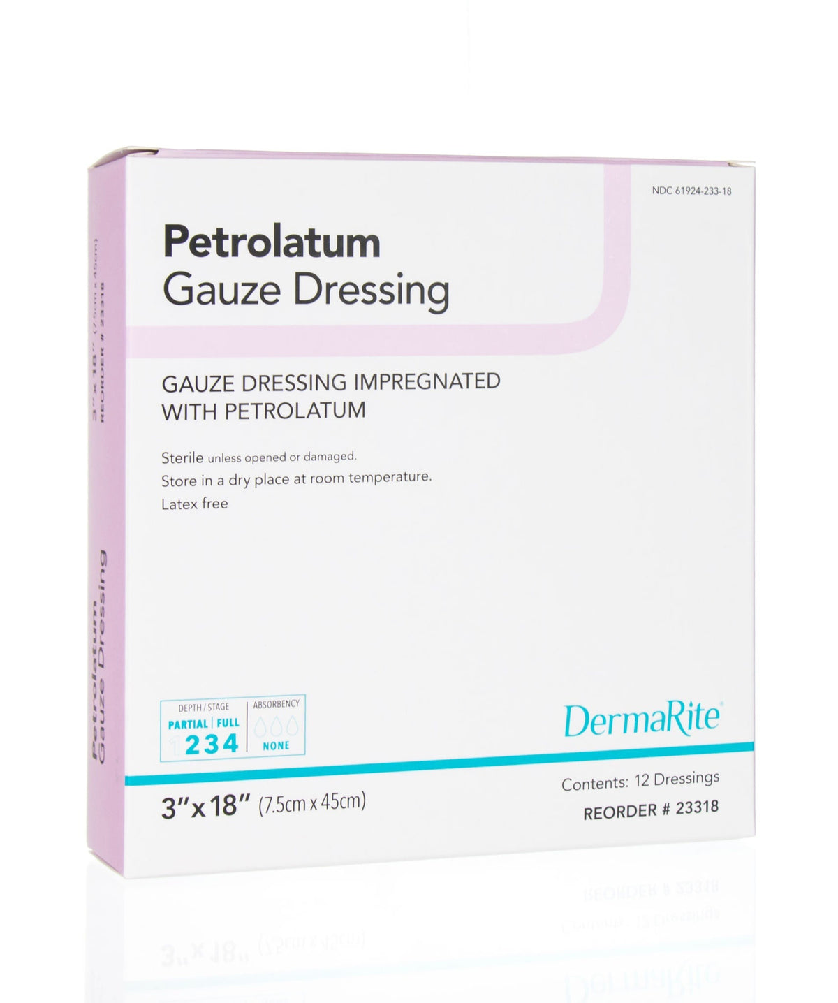 DermaRite Petrolatum Gauze Dressing, Sterile, 3" x 18" - 23318-Single - LL Medico