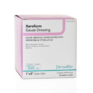DermaRite Xeroform Petrolatum Gauze Dressing, 1 x 8 Inch, Sterile - 24180-Box - LL Medico