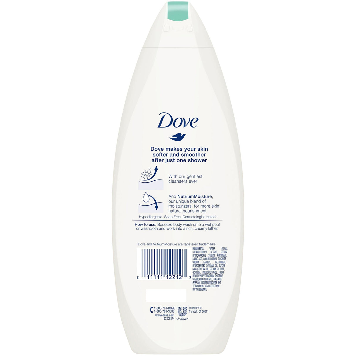 Dove Sensitive Skin Body Wash, Unscented, 12-ounce Bottle - 01111112212-Single - LL Medico