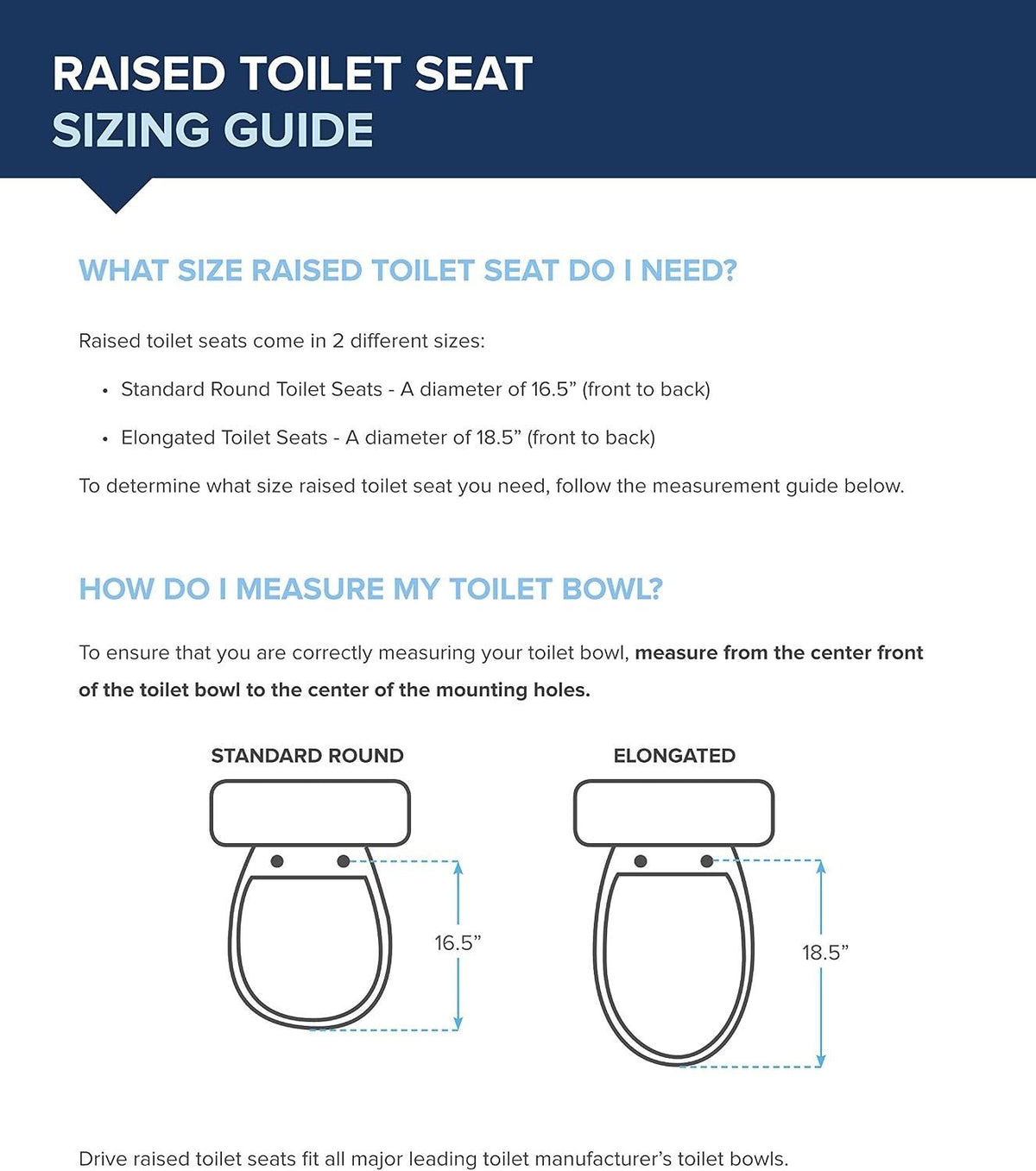 Drive Premium Raised Toilet Seat with Arms, Elongated, 3.5" Height, 13.75" x 19.25", 300 lb Capacity - 12403-Single - LL Medico