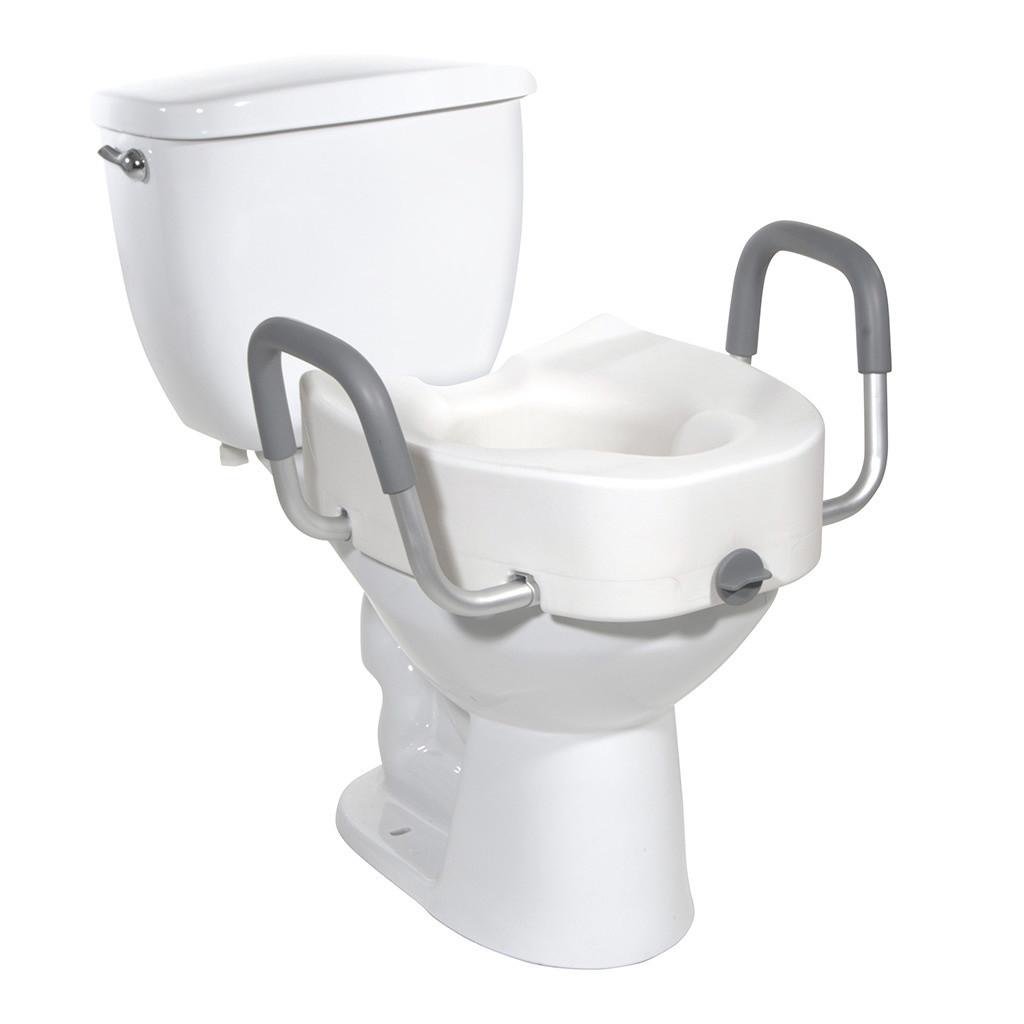 Drive Raised Elongated Toilet Seat with Lock and Arms - 12013 - LL Medico