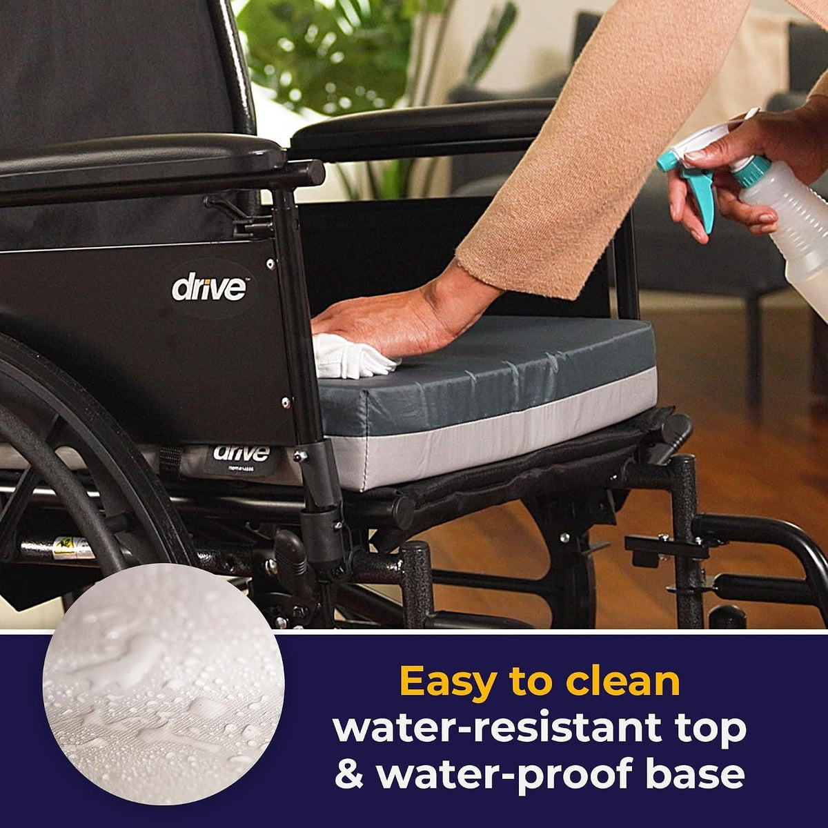 Drive Skin Protection Gel Wheelchair Seat Cushion, 18" x 16" x 3", Standard - 14886-Single - LL Medico