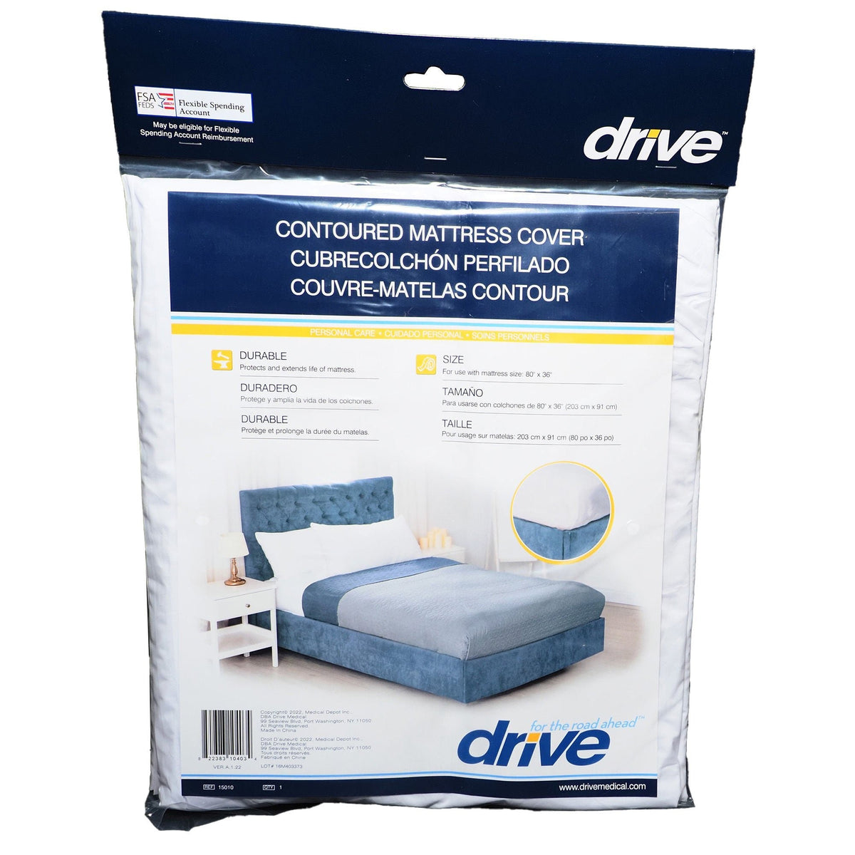 Drive Vinyl Mattress Cover, 36" x 80" x 6", For Twin Sized Mattresses - 15010-Single - LL Medico