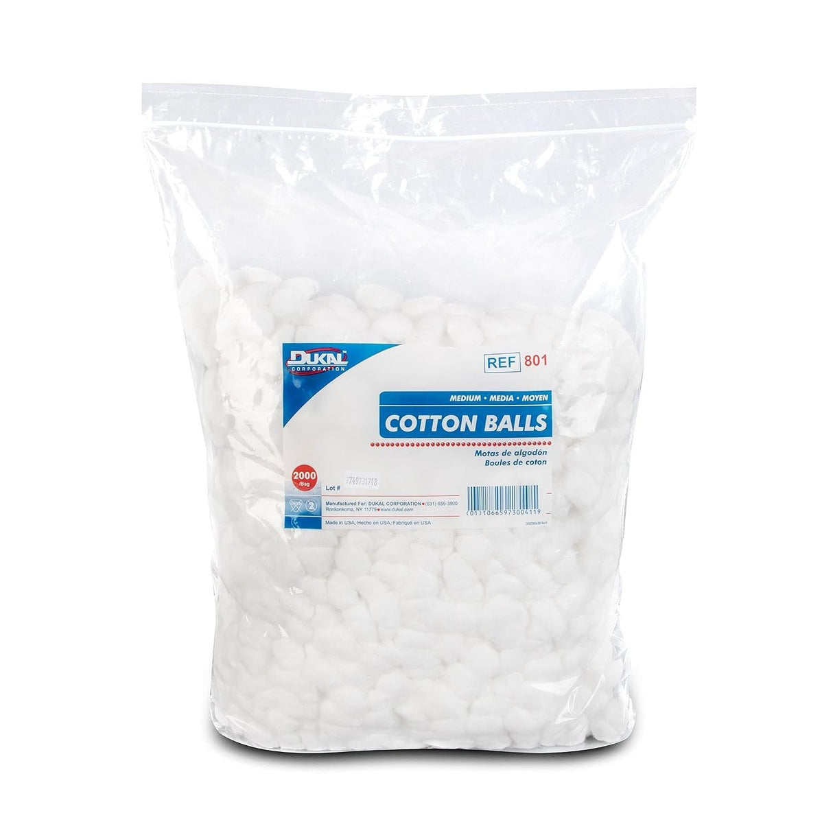Dukal Large Cotton Balls, Non-Sterile, 1000 Count - 801-Box - LL Medico