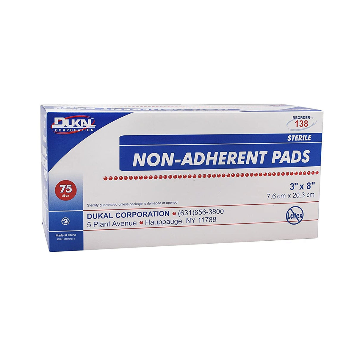 Dukal Nonadherent Dressing, Sterile, 3" x 8" - 138-Pack - LL Medico