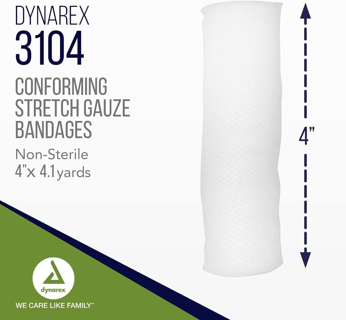 Dynarex Conforming Stretch Gauze Bandages, Non-Sterile, 4" x 4.1 Yard - 3104-Box - LL Medico