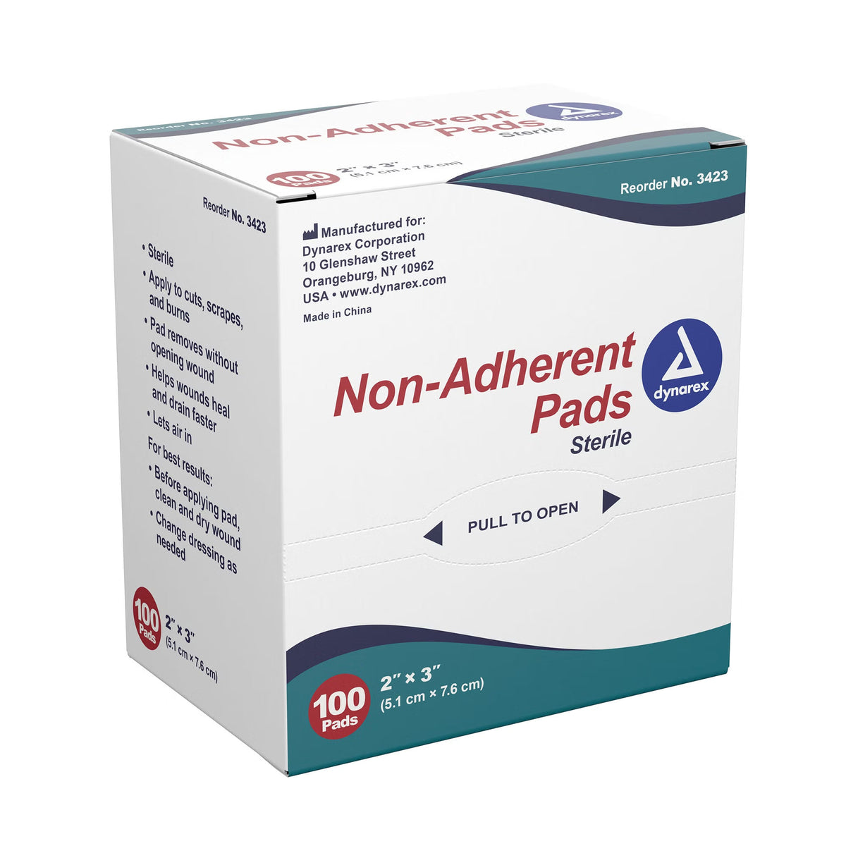 Dynarex Non-Adherent Pad, Sterile, 2" x 3" - 3423-Box - LL Medico