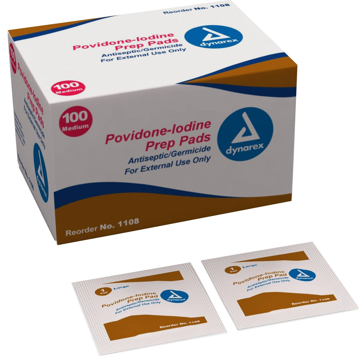 Dynarex Povidone-Iodine Prep Pad, Antiseptic, nonwoven - 1108-Single - LL Medico