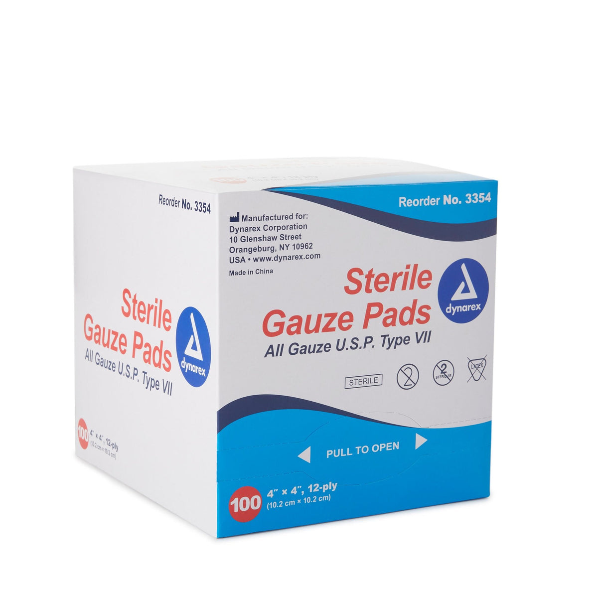 Dynarex Sterile Gauze Pad, 4" x 4", 12-Ply - DYN3354-Box - LL Medico
