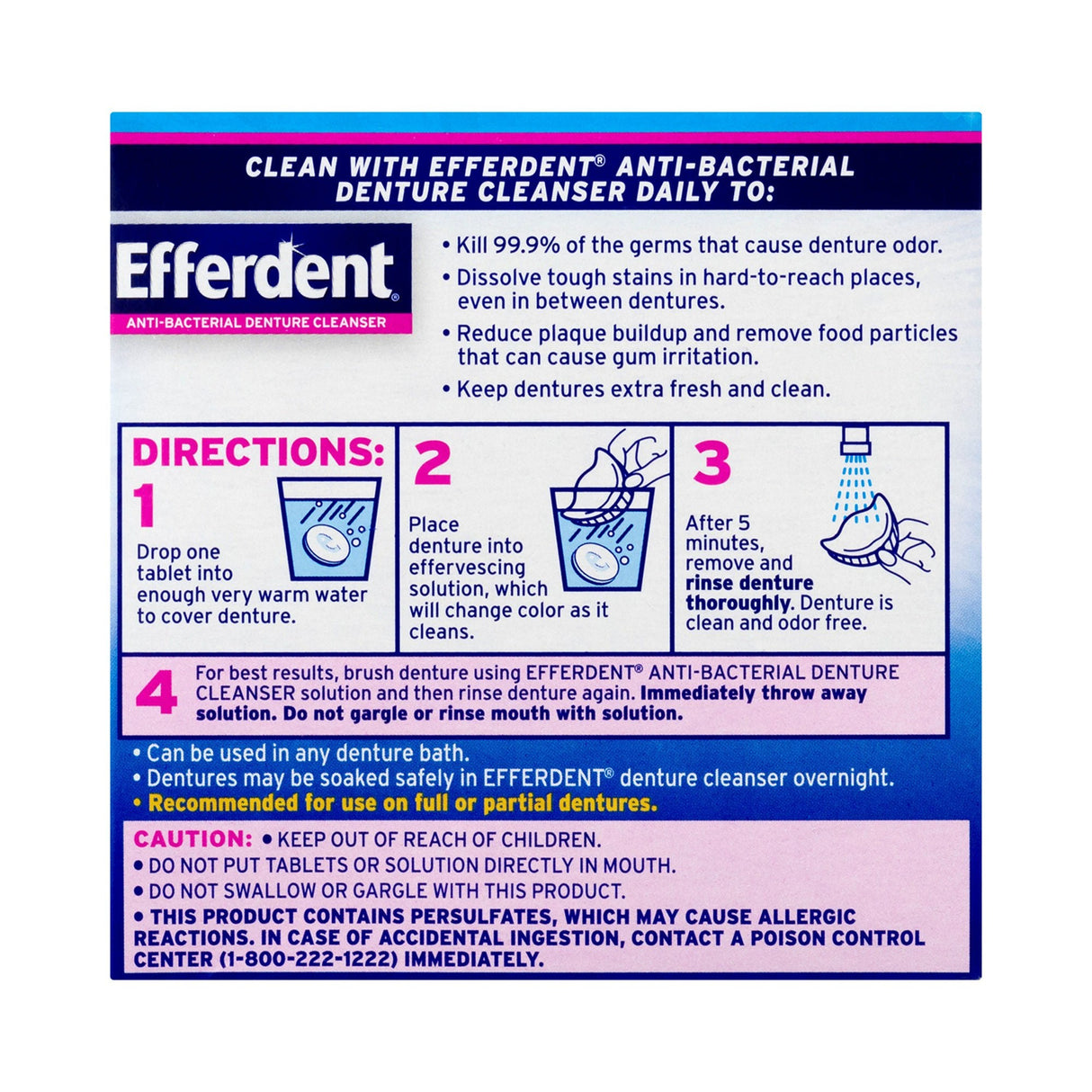 Efferdent Denture Cleaner, 44 Tablets per Box - 81483201586-Box - LL Medico