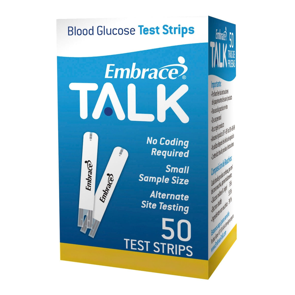 Embrace Talk Blood Glucose Test Strips, 50 Count - APX03AB0303MO-Box - LL Medico