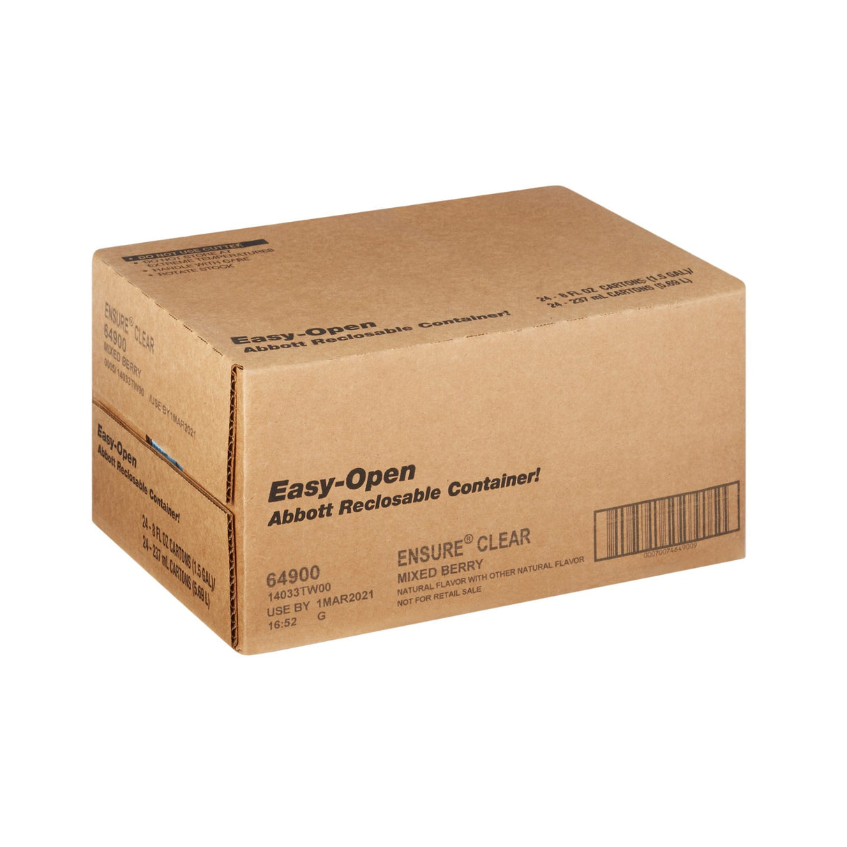 Ensure Clear Therapeutic Nutrition Drink, Mixed Berry, 8 oz Carton, CS/24 - 64900-Case - LL Medico