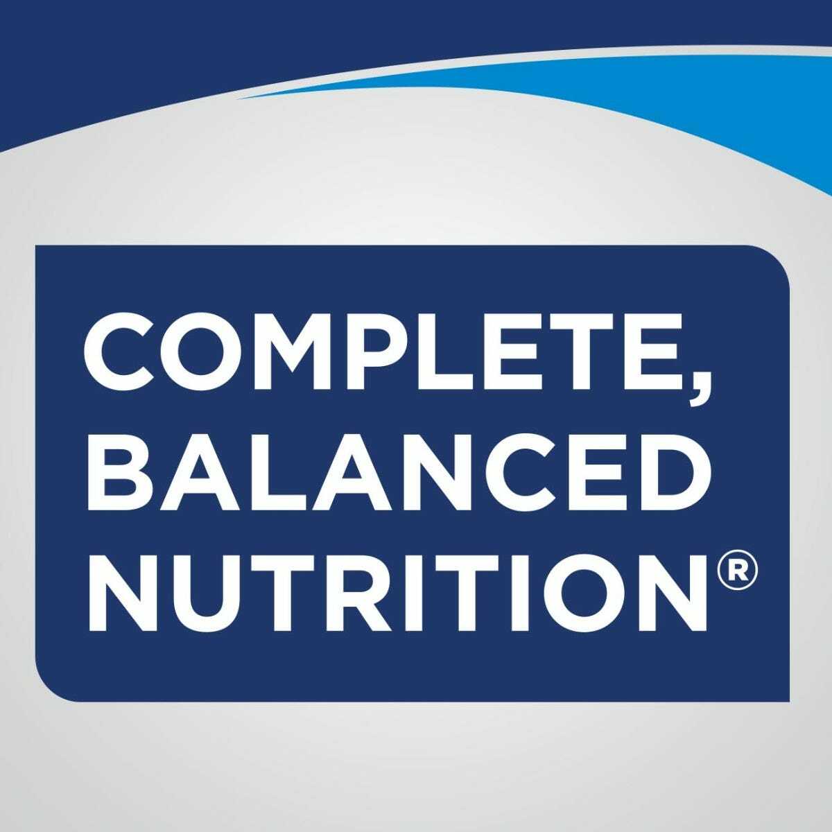 A blue and white graphic displays COMPLETE, BALANCED NUTRITION® in bold white letters within a blue rectangle. Curved designs highlight Ensure Enlive Strawberry, 8 oz Bottle by Abbott Nutrition—a supplement for muscle health.