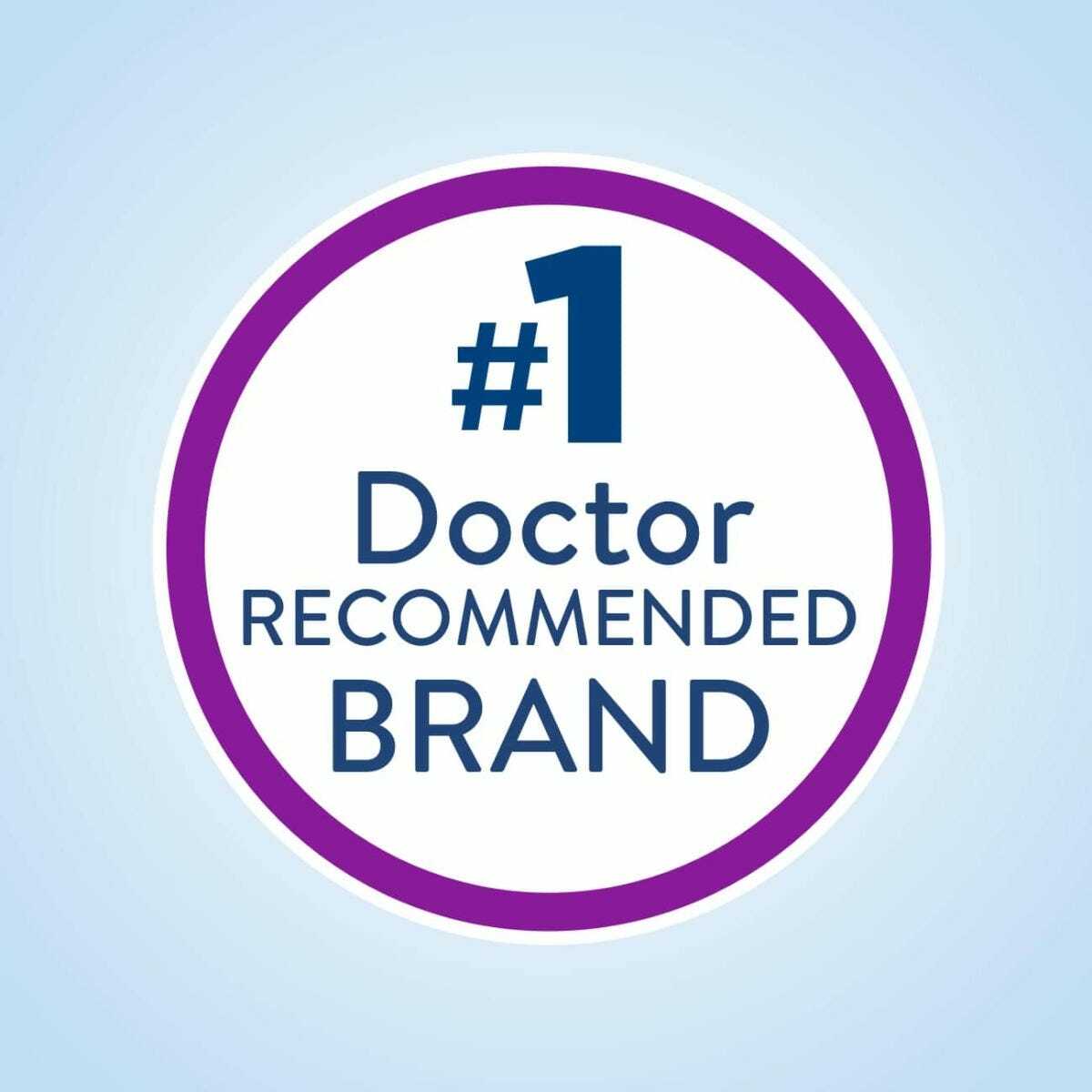 A circular badge with a purple border reads #1 Doctor Recommended Brand in blue text on white, highlighting Abbott Nutrition’s Ensure Max Protein Milk Chocolate, 11 oz Carton (CS/12), for immune health; a light blue gradient surrounds the circle.