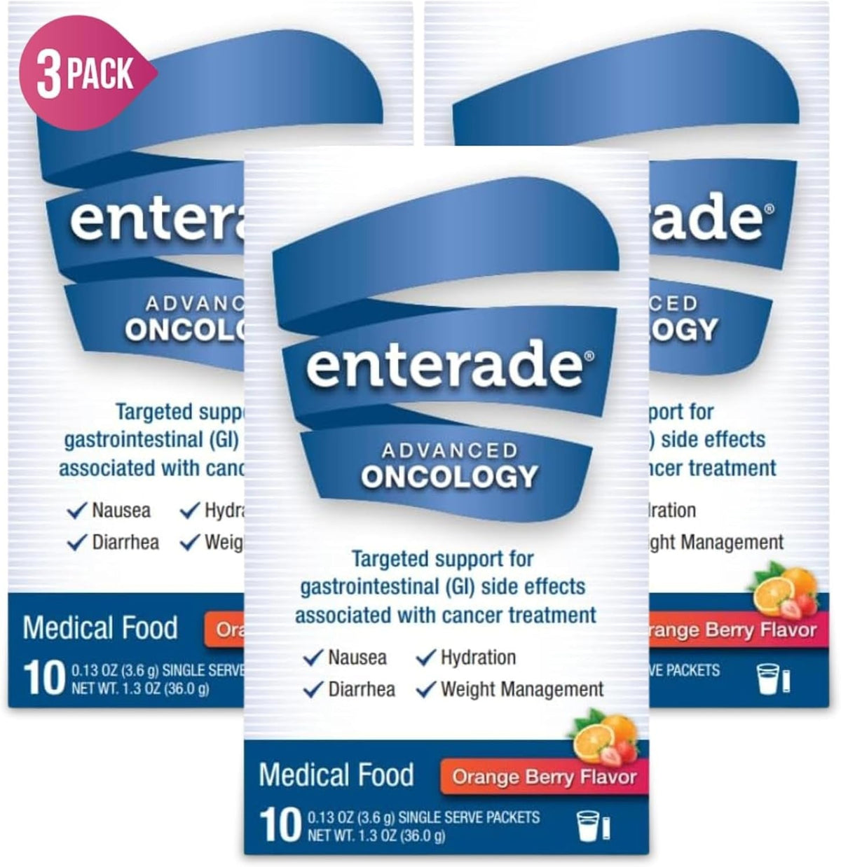 enterade Advanced Oncology Oral Supplement Powder Packets, Orange Berry, 0.13 oz - 20850052516011-Box - LL Medico