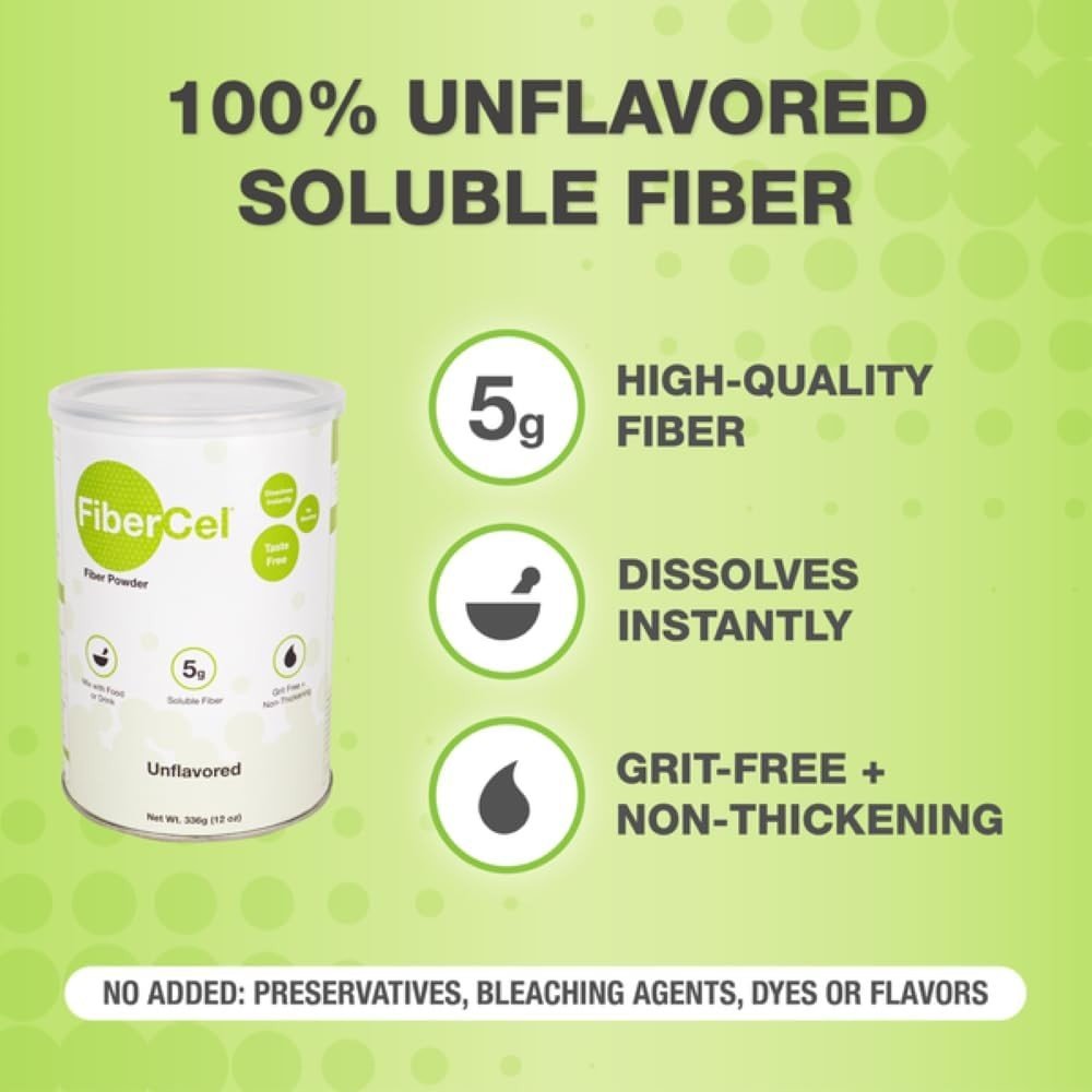 FiberCel Fiber Powder, Unflavored, 12 oz - GH-13-Single - LL Medico