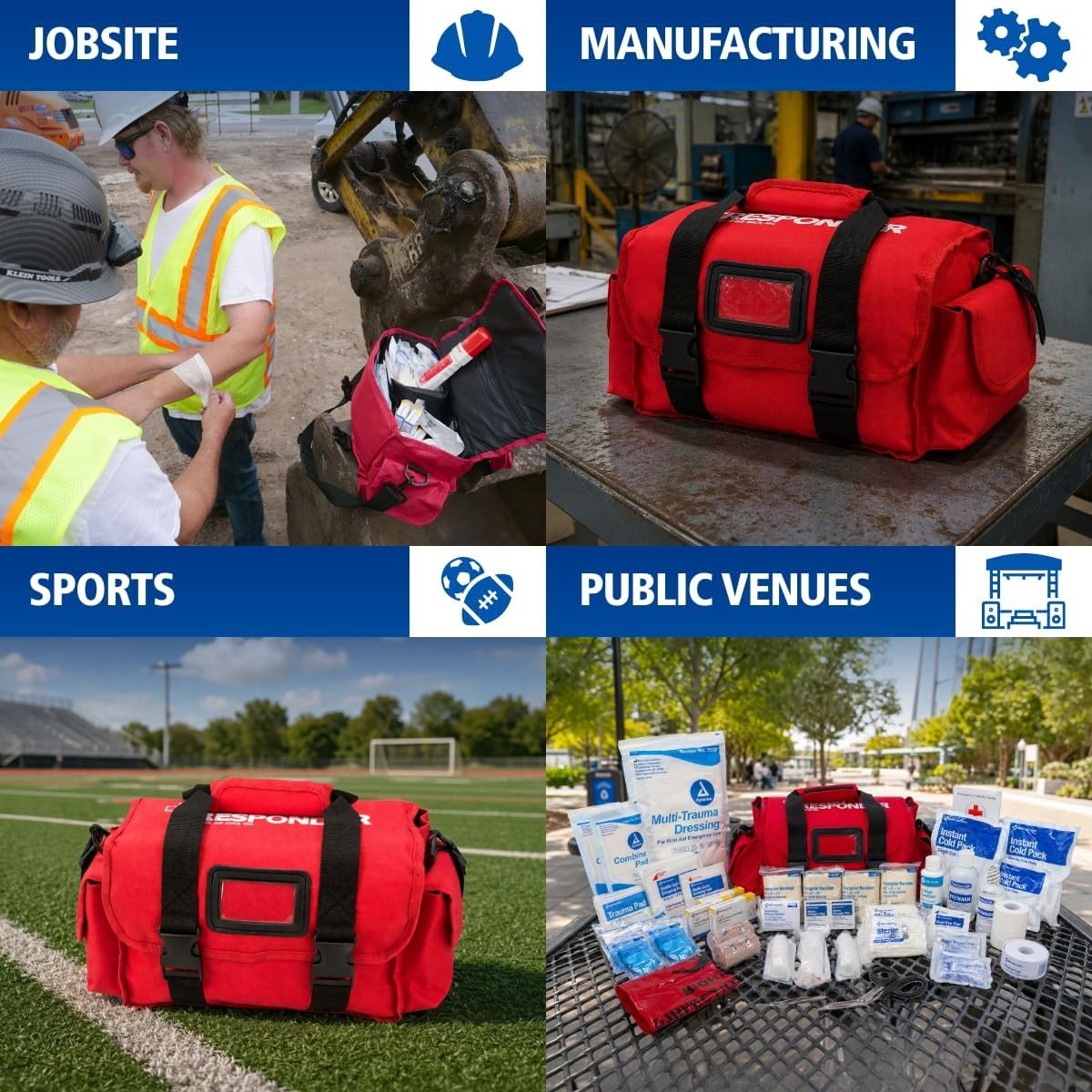 First Aid Only Responder First Responder Kit, 24 Person, Cordura Semi-Rigid Bag - 520-FR-Single - LL Medico