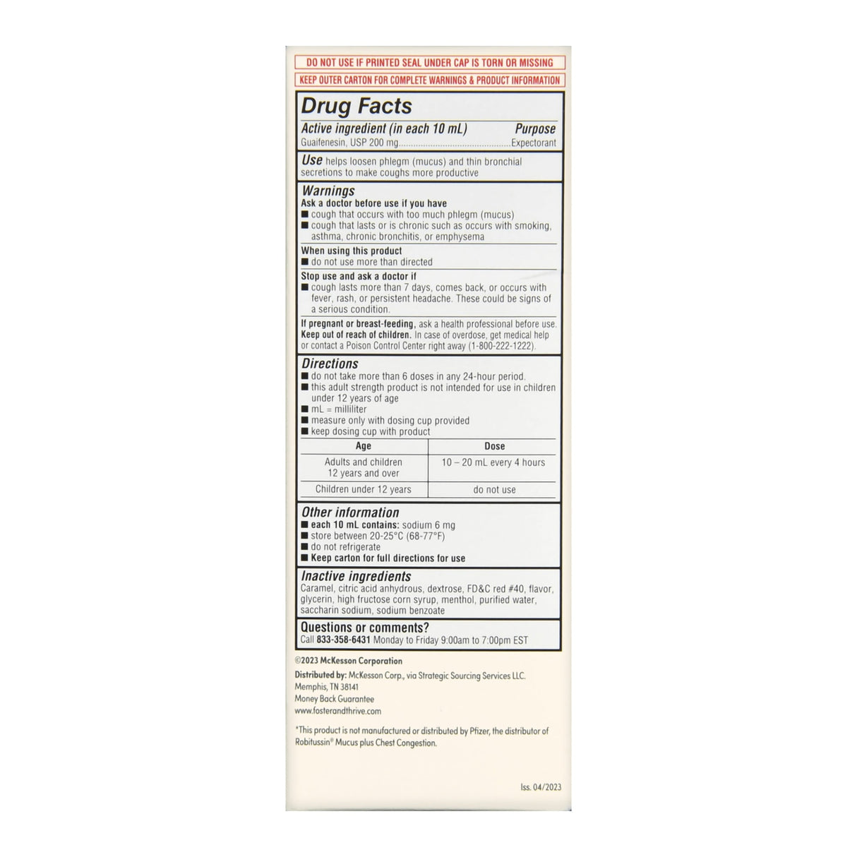 Foster & Thrive Adult Tussin Guaifenesin Oral Solution Relief Syrup, 8 fl oz - 70677118602 - LL Medico