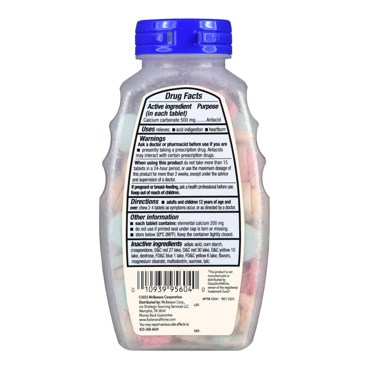 Foster & Thrive Chewable Antacid Tablets, 500 mg Strenth, 150 ct Bottle - 70677107501 - LL Medico