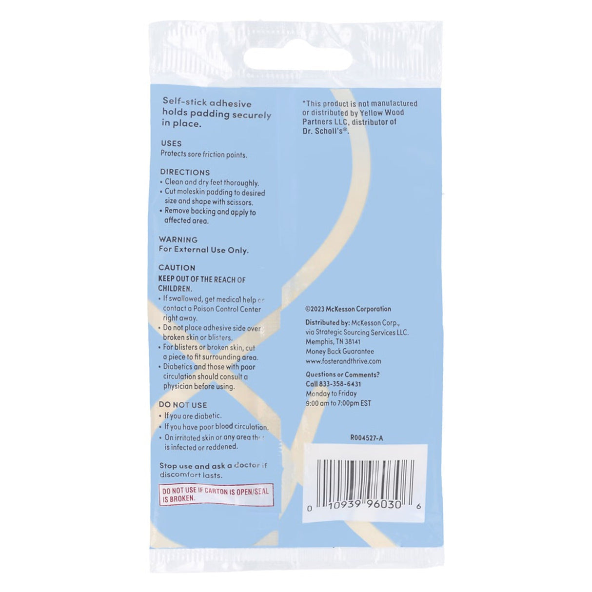 Foster & Thrive Moleskin Plus Padding, 3 Sheets, 4 1/8" x 3 3/8" - 01093996030-Pack - LL Medico