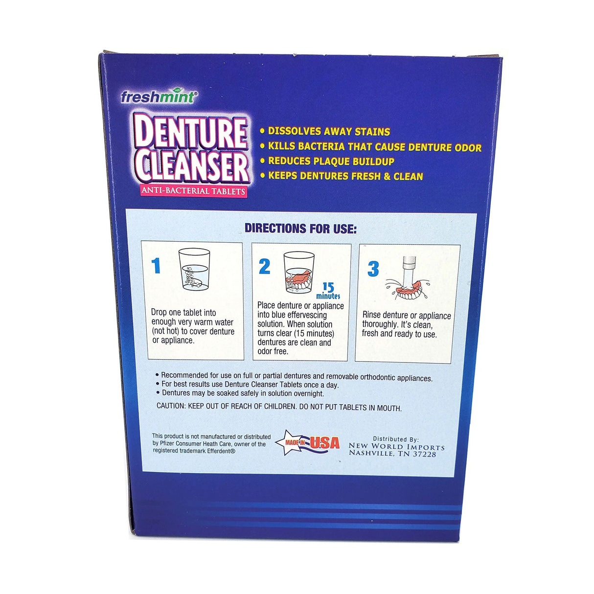 Freshmint Denture Cleanser Anti-Bacterial Tablets - DENT90-Box - LL Medico