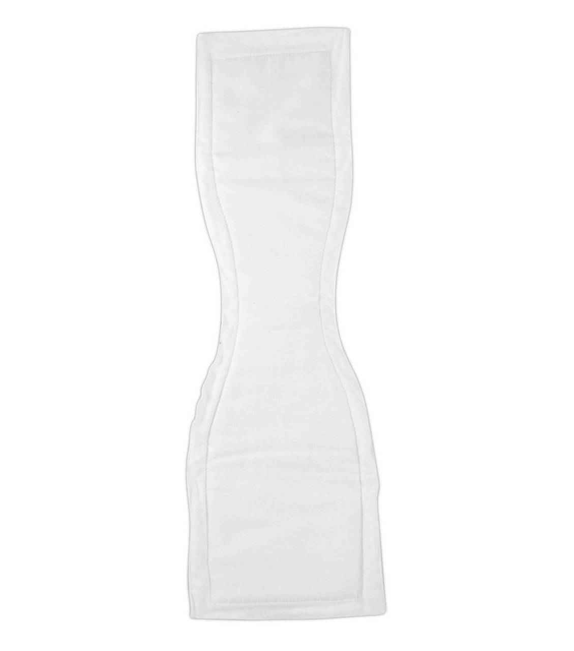 The Gary Reusable Cloth Incontinence Booster Pad by Gary is a white, contoured cotton flannel pad with curved sides and stitched edges, providing heavy absorbency as a reusable incontinence pad.