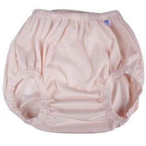 GaryWear Active Brief Adult Diaper Cover by GaryWear in light pink, featuring elastic waist and leg openings. Designed as waterproof incontinence underwear, shown flat on a white background.