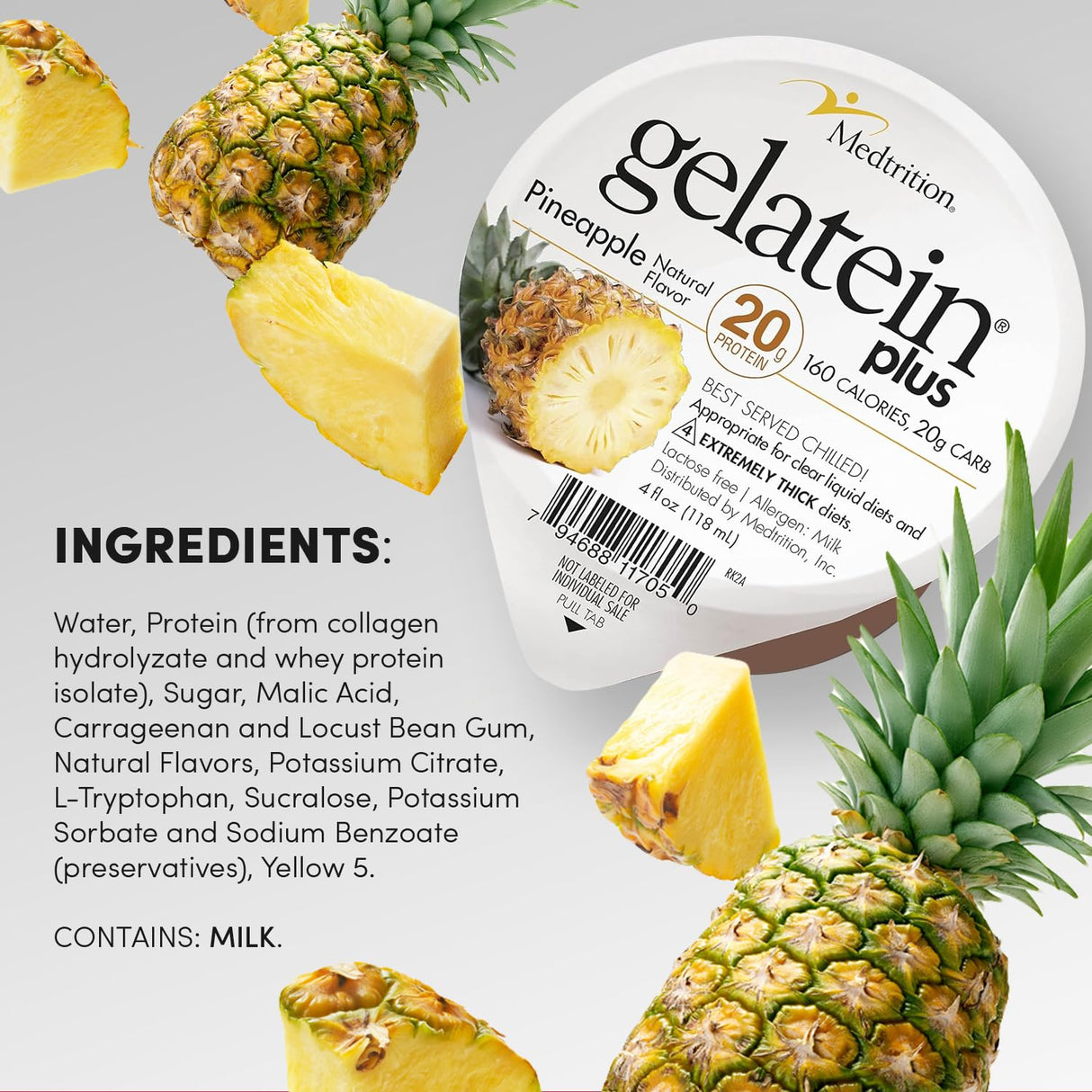 Gelatein Plus Oral Supplement, Pineapple Flavor, 4 oz Cup - 11705-Single - LL Medico