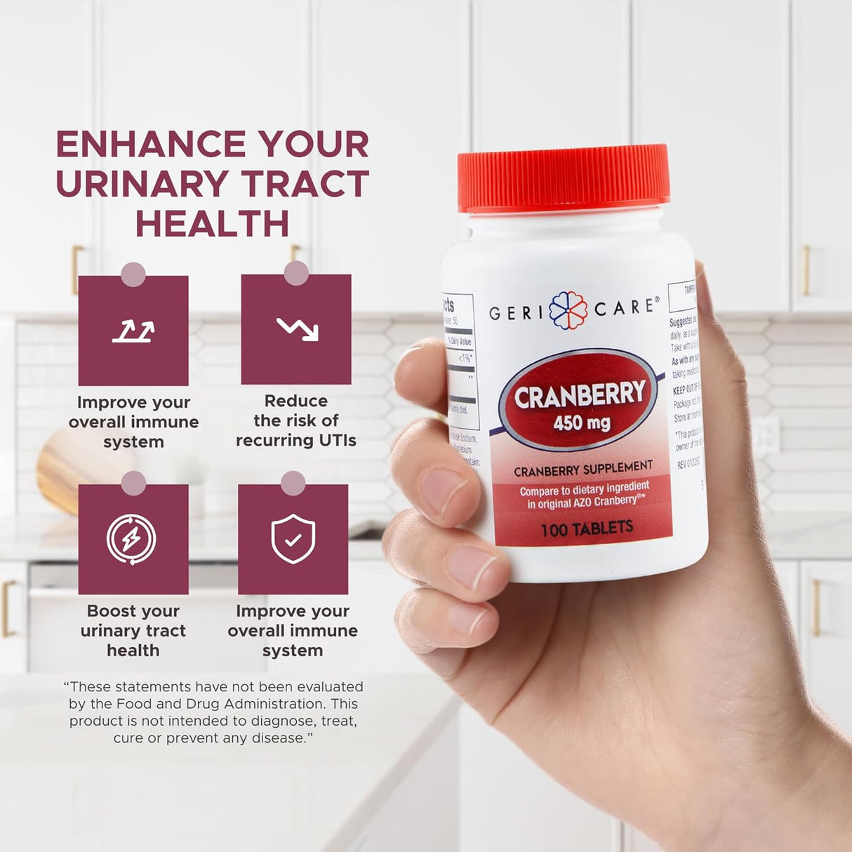 Geri - Care Cranberry Dietary Supplement, 450 mg - 845-01-GCP-Single - LL Medico