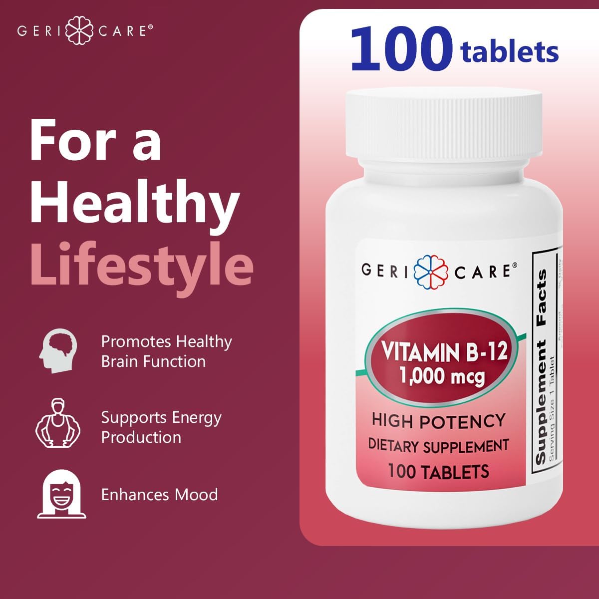 Geri - Care Vitamin B - 12 Supplement, 1000 mcg - 896-01-GCP-Single - LL Medico