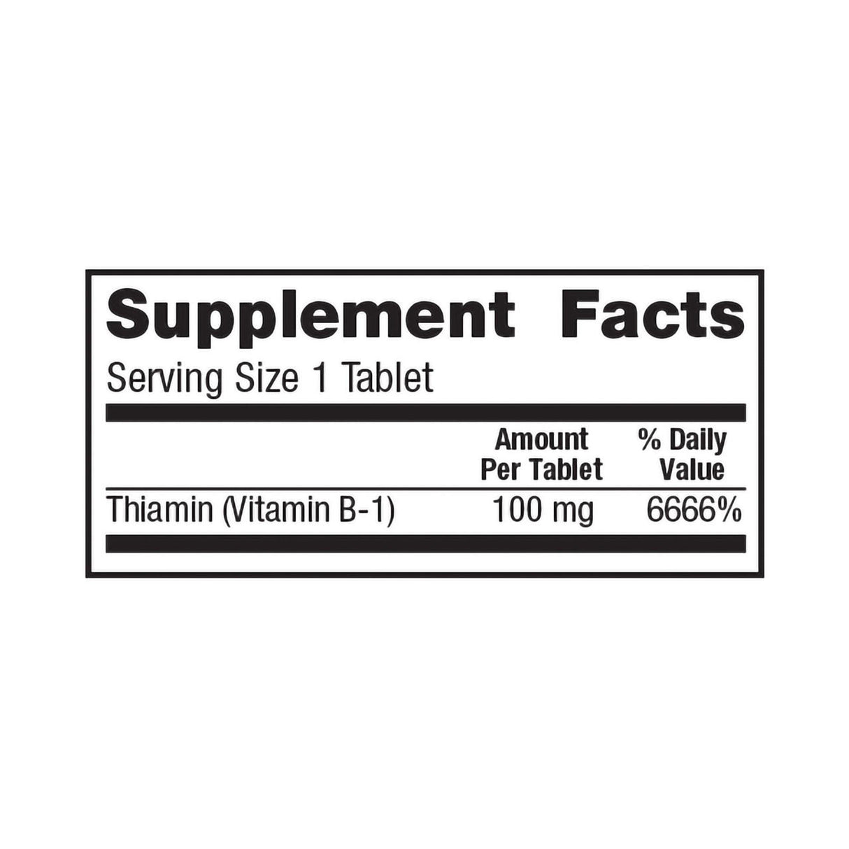 Geri-Care Vitamin B1 (Thiamin) Supplement by McKesson provides 100 mg of thiamin per tablet (1 serving), delivering 6666% of the daily value.