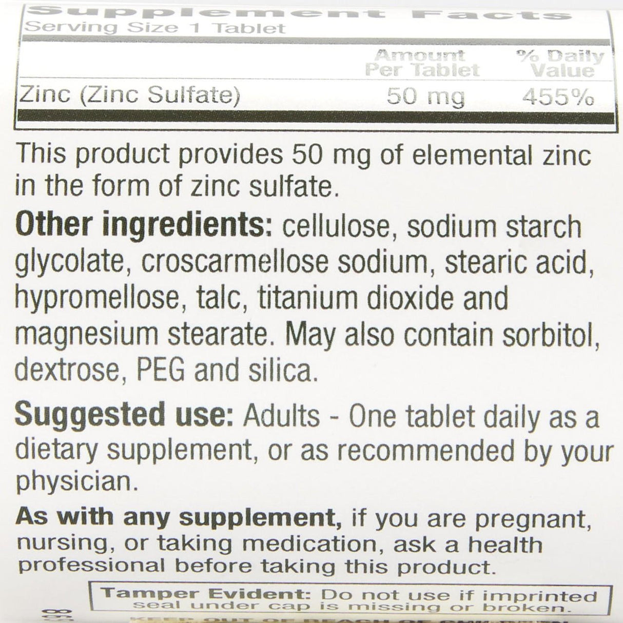 Geri - Care Zinc Sulfate Supplement, 50 mg, 60 ct - 865-06-GCP - LL Medico