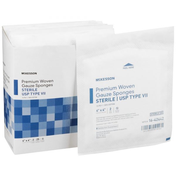 McKesson Sterile USP Type VII Gauze Sponge, 4 x 4 Inch, Eight Ply