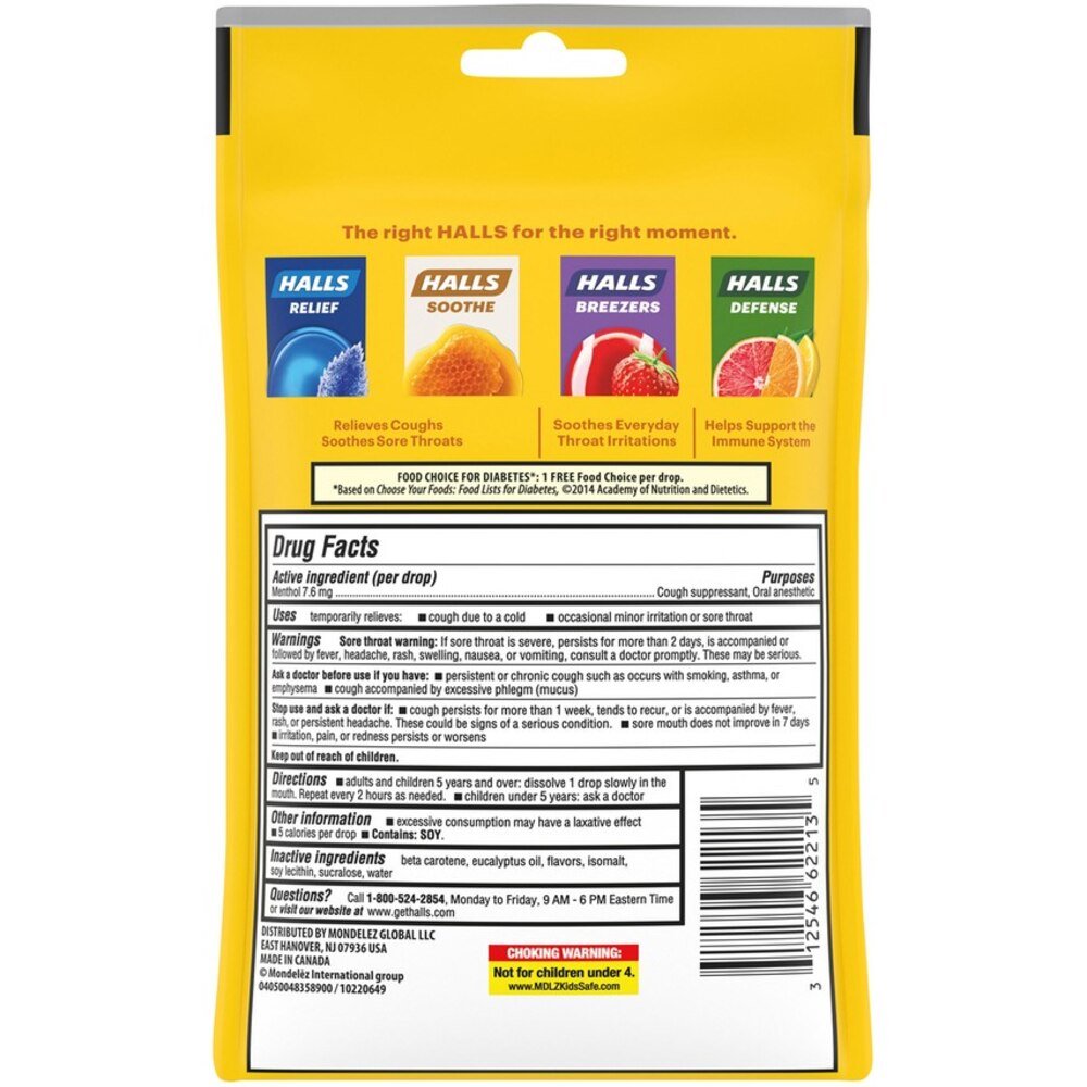Halls Cough & Throat Relief Lozenges - 31254662213 - LL Medico