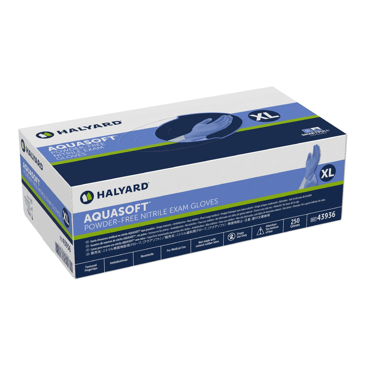 Halyard Aquasoft Nitrile Exam Glove, Extra Large, Blue - 43936-Box - LL Medico
