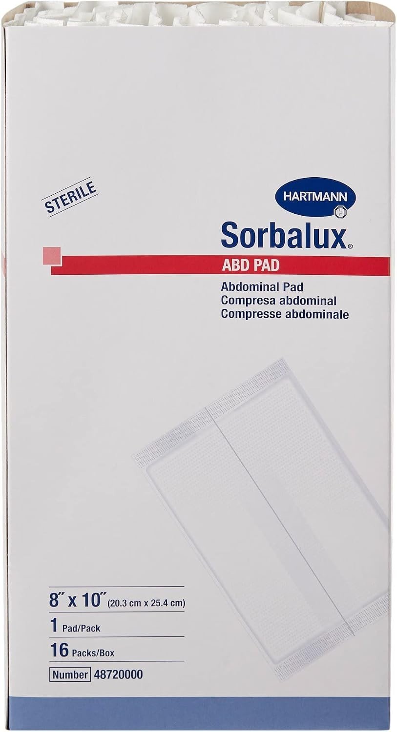 Hartmann Sorbalux ABD Sterile Abdominal Pad, 8" x 10", One-Ply - 48720000-Box - LL Medico