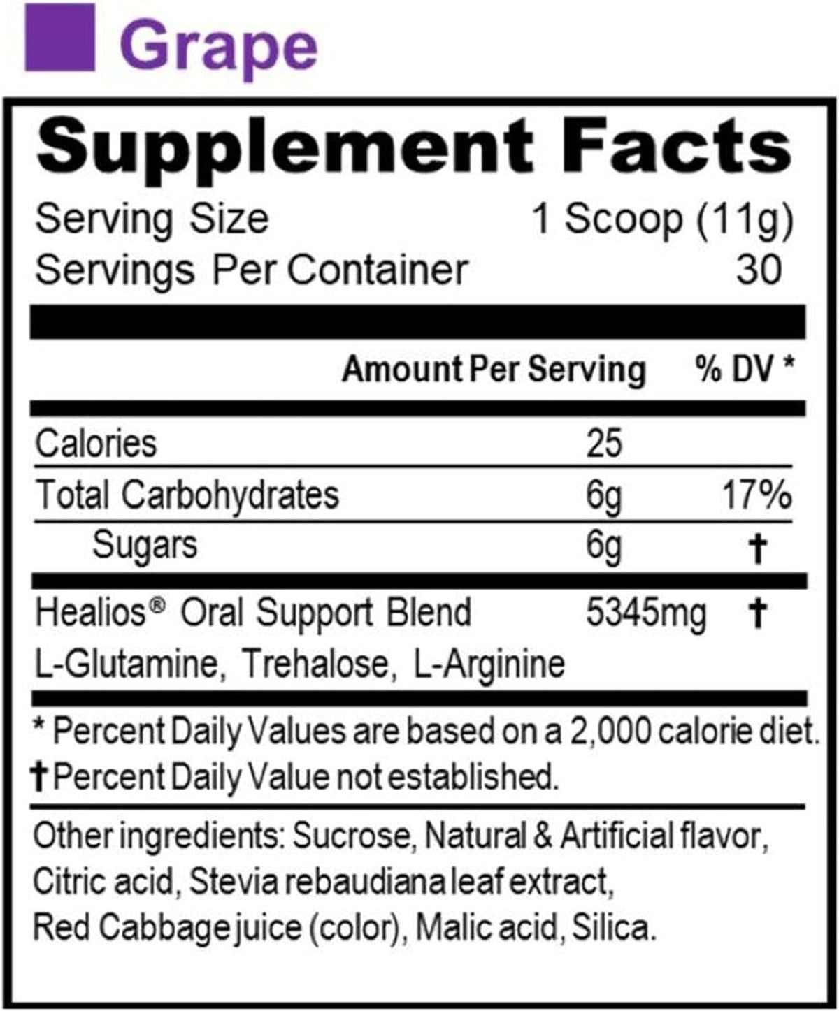 Healios Oral Health and Dietary Supplement Powder, Grape, 11.64 oz - GN0140-Single - LL Medico
