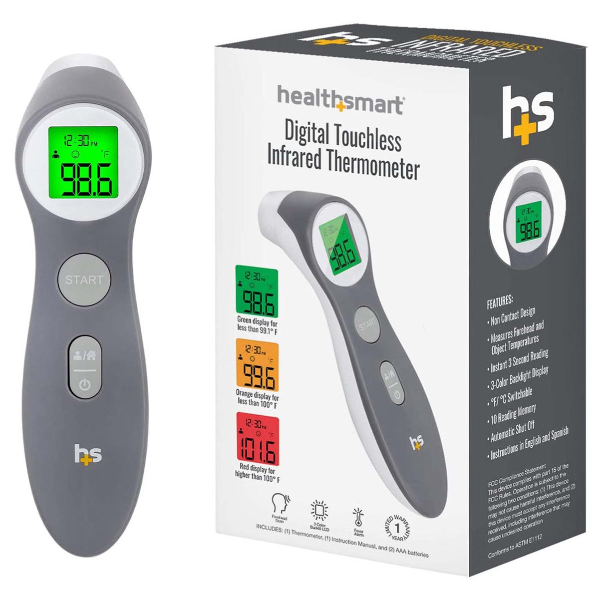 HealthSmart Non-Contact Infrared Forehead Thermometer - 18-555-000-Single - LL Medico