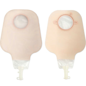 Hollister New Image Two-Piece Drainable Ostomy Pouch, front and back views