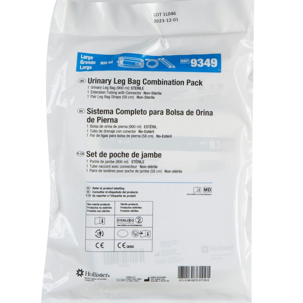 Hollister Urinary Leg Bag Combination Pack, 900 mL - 9349-Single - LL Medico