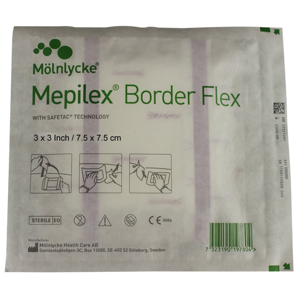 Mepilex Border Flex Adhesive with Border Foam Dressing, 3 x 3 Inch